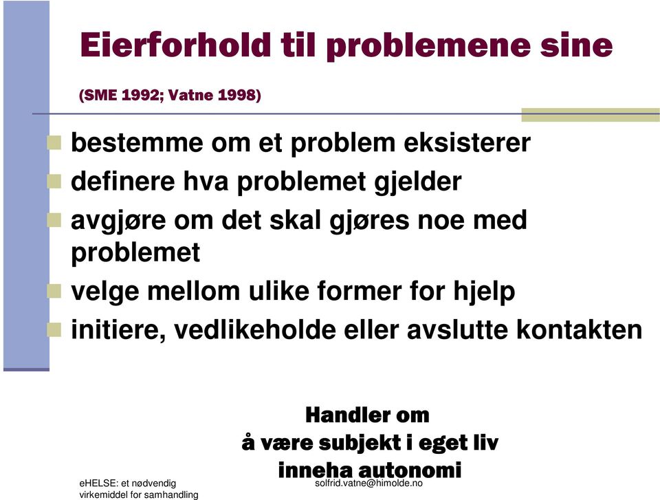 ulike former for hjelp initiere, vedlikeholde eller avslutte kontakten ehelse: et nødvendig