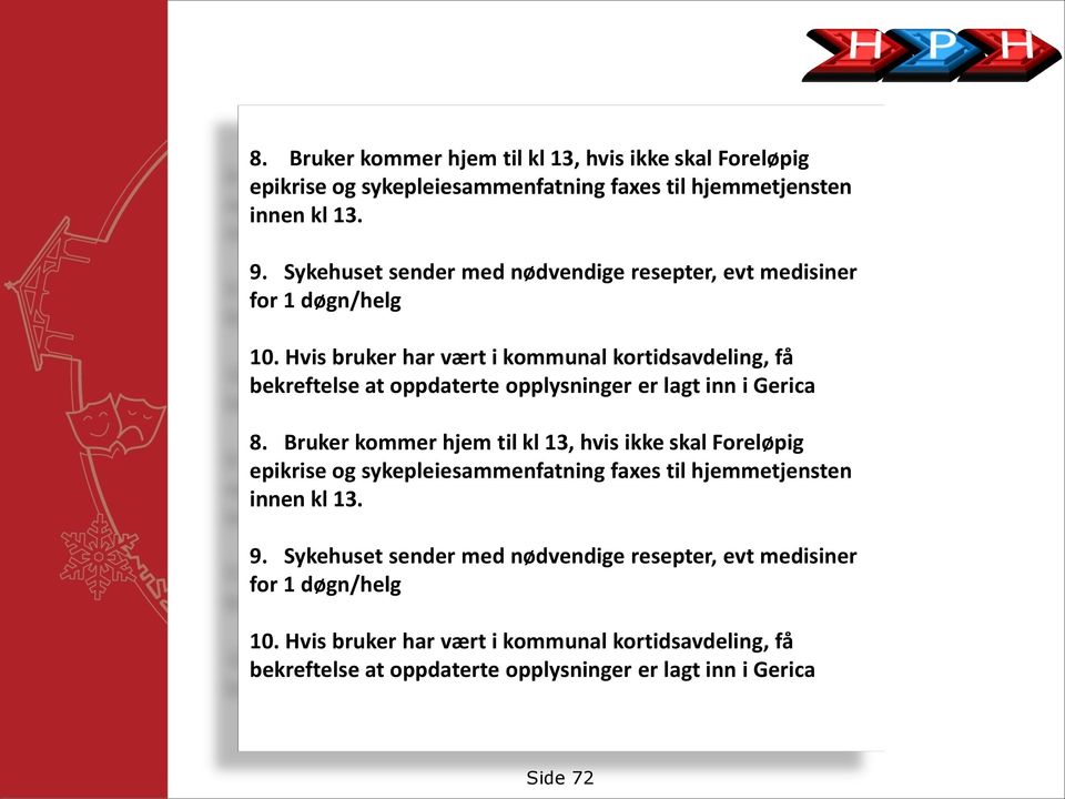 Hvis bruker har vært i kommunal kortidsavdeling, få bekreftelse at oppdaterte opplysninger er lagt inn i Gerica   Hvis bruker har vært i kommunal kortidsavdeling,