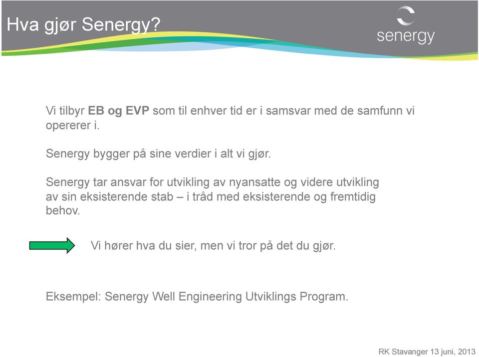 Senergy bygger på sine verdier i alt vi gjør.