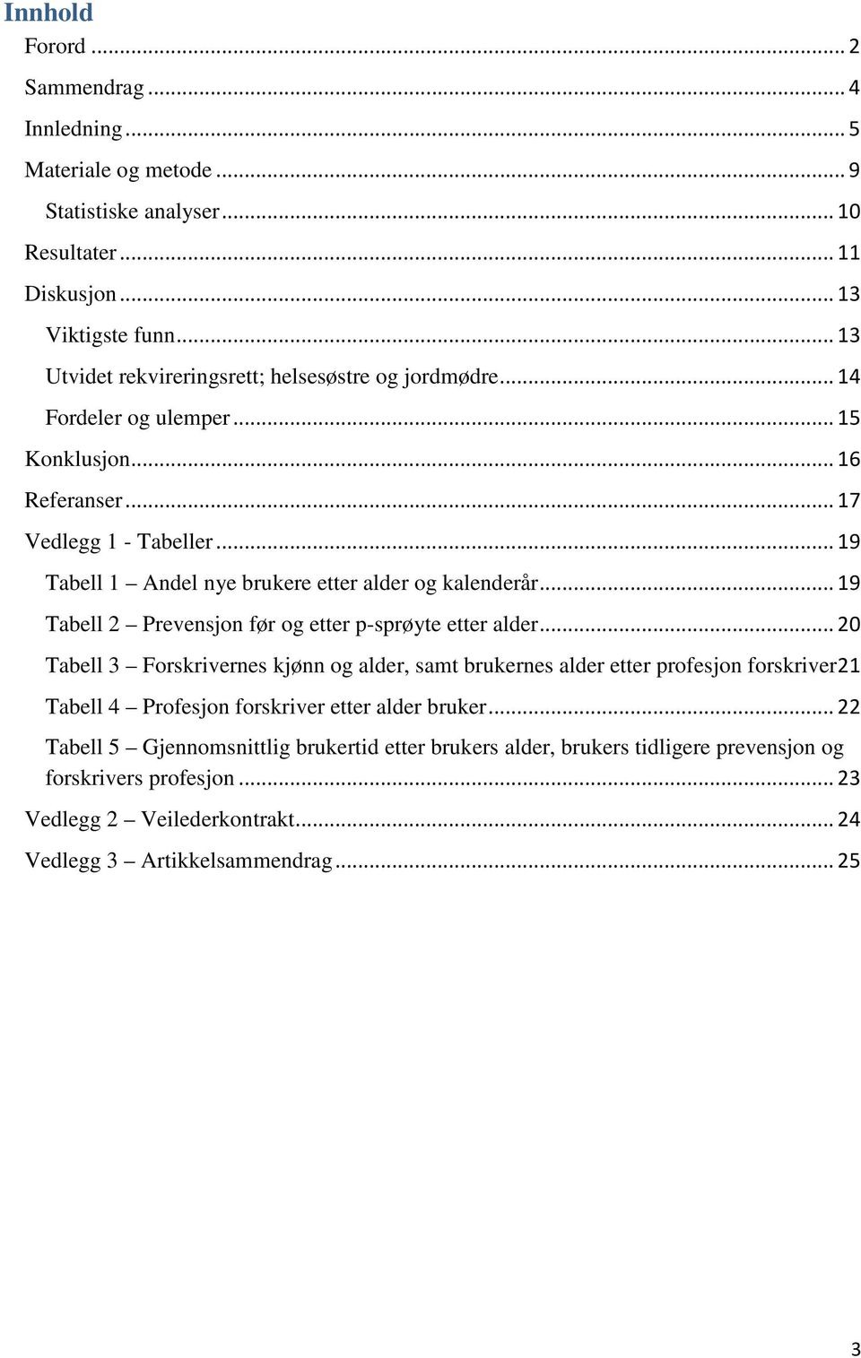 .. 19 Tabell 1 Andel nye brukere etter alder og kalenderår... 19 Tabell 2 Prevensjon før og etter p-sprøyte etter alder.