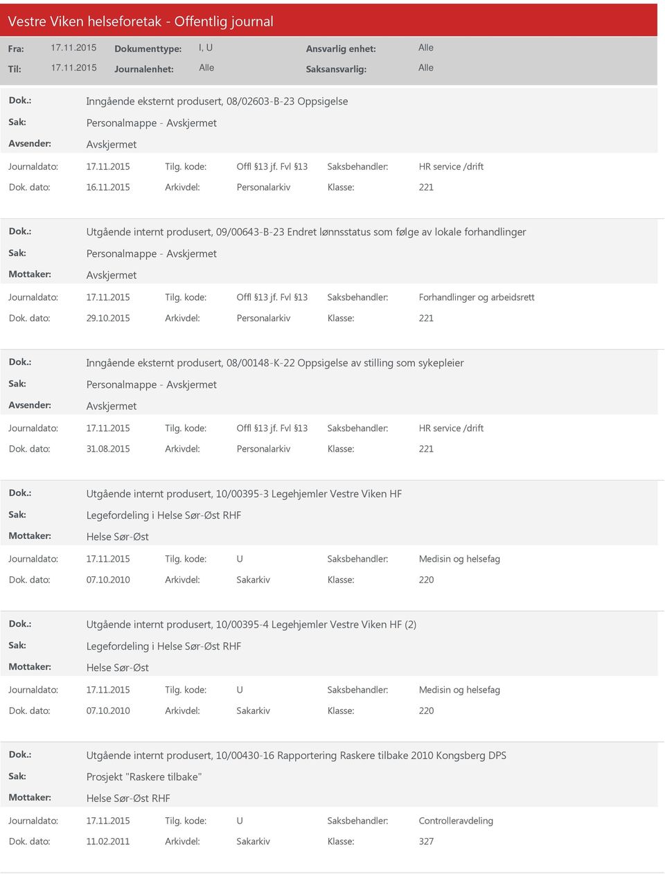 2015 Arkivdel: Personalarkiv Inngående eksternt produsert, 08/