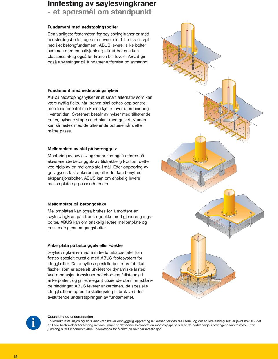 ABUS gir også anvisninger på fundamentutførelse og armering. Fundament med nedstøpingshylser ABUS nedstøpingshylser er et smart alternativ som kan være nyttig f.eks.