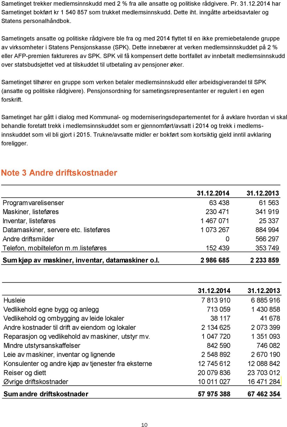 Sametingets ansatte og politiske rådgivere ble fra og med 2014 flyttet til en ikke premiebetalende gruppe av virksomheter i Statens Pensjonskasse (SPK).