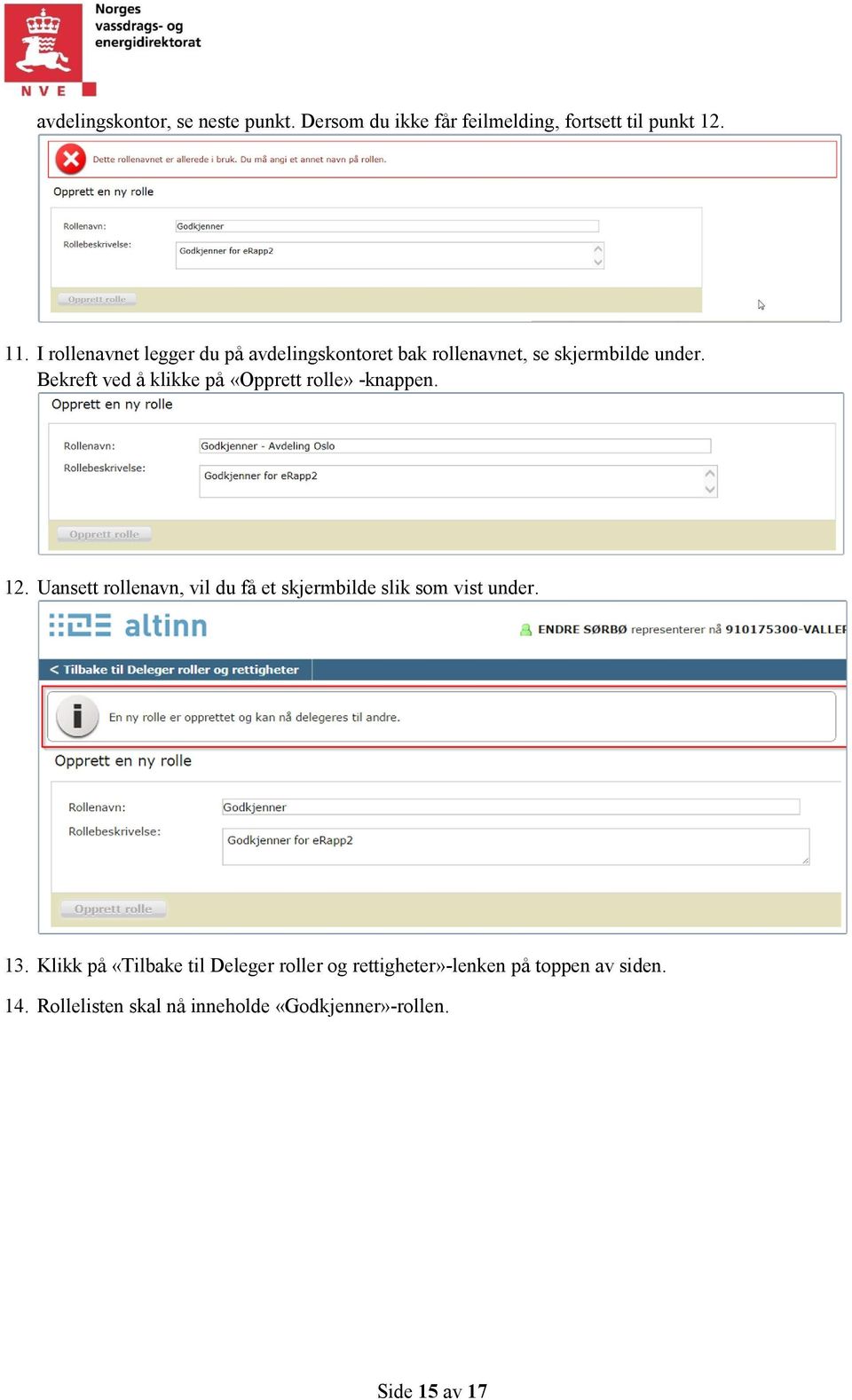 Bekreft ved å klikke på «Opprett rolle» -knappen. 12.