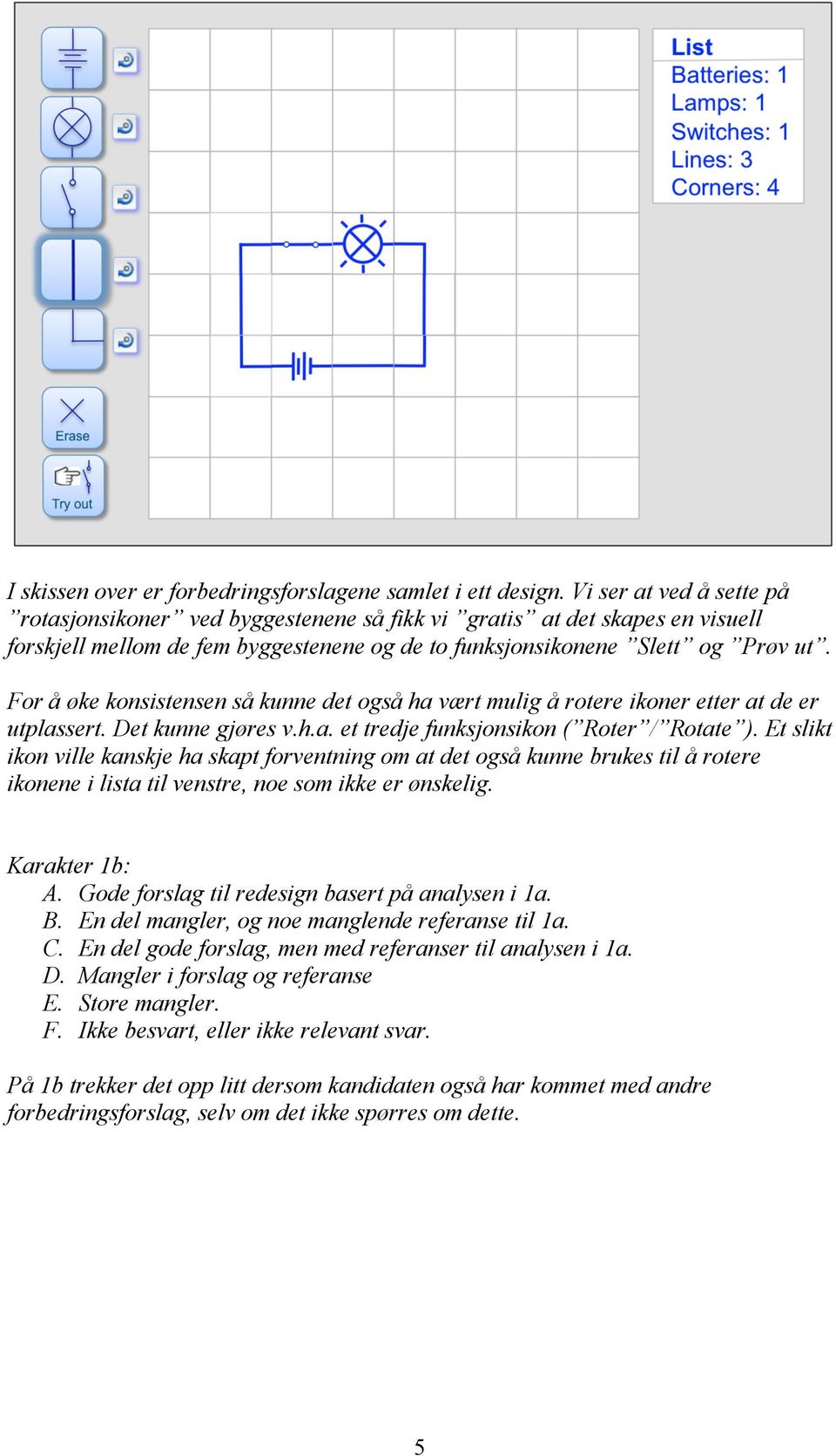 For å øke konsistensen så kunne det også ha vært mulig å rotere ikoner etter at de er utplassert. Det kunne gjøres v.h.a. et tredje funksjonsikon ( Roter / Rotate ).