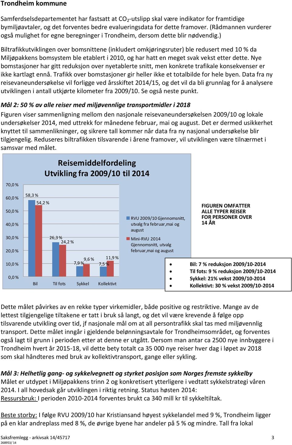 ) Biltrafikkutviklingen over bomsnittene (inkludert omkjøringsruter) ble redusert med 10 % da Miljøpakkens bomsystem ble etablert i 2010, og har hatt en meget svak vekst etter dette.