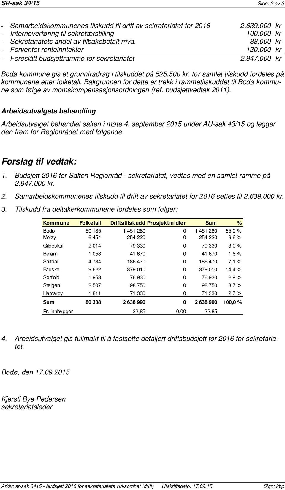 000 kr Bodø kommune gis et grunnfradrag i tilskuddet på 525.500 kr. før samlet tilskudd fordeles på kommunene etter folketall.