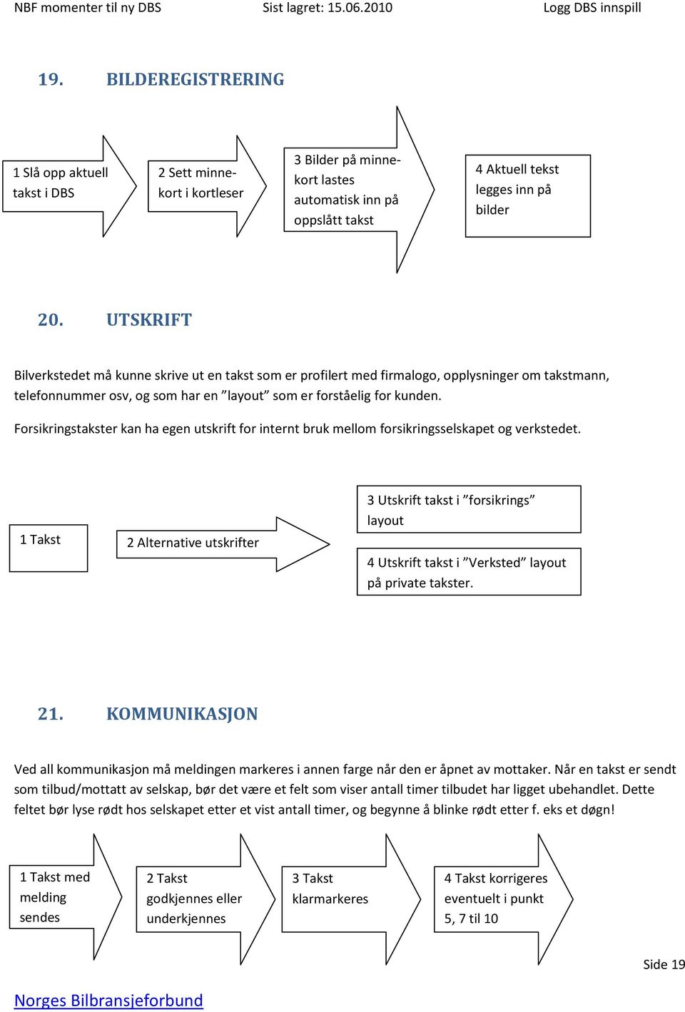 Forsikringstakster kan ha egen utskrift for internt bruk mellom forsikringsselskapet og verkstedet.