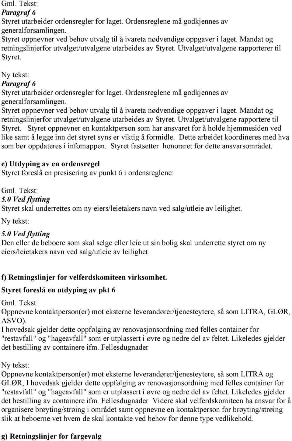 Ordensreglene må godkjennes av generalforsamlingen. Styret oppnevner ved behov utvalg til å ivareta nødvendige oppgaver i laget. Mandat og retningslinjerfor utvalget/utvalgene utarbeides av Styret.