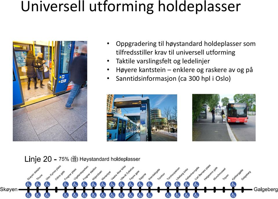 Taktile varslingsfelt og ledelinjer Høyere kantstein enklere