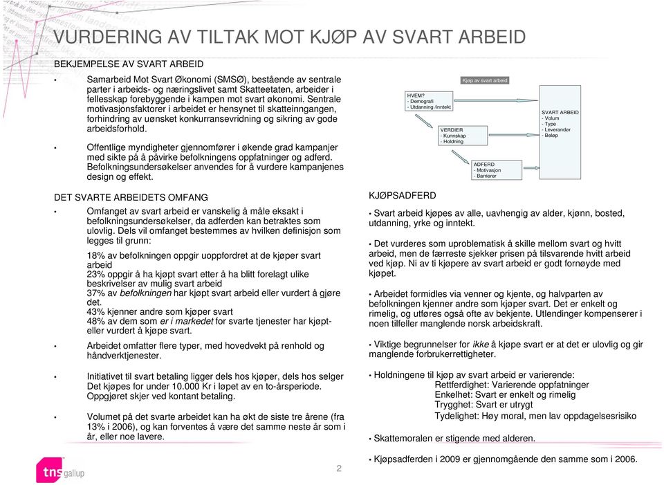 Sentrale motivasjonsfaktorer i arbeidet er hensynet til skatteinngangen, forhindring av uønsket konkurransevridning og sikring av gode arbeidsforhold.