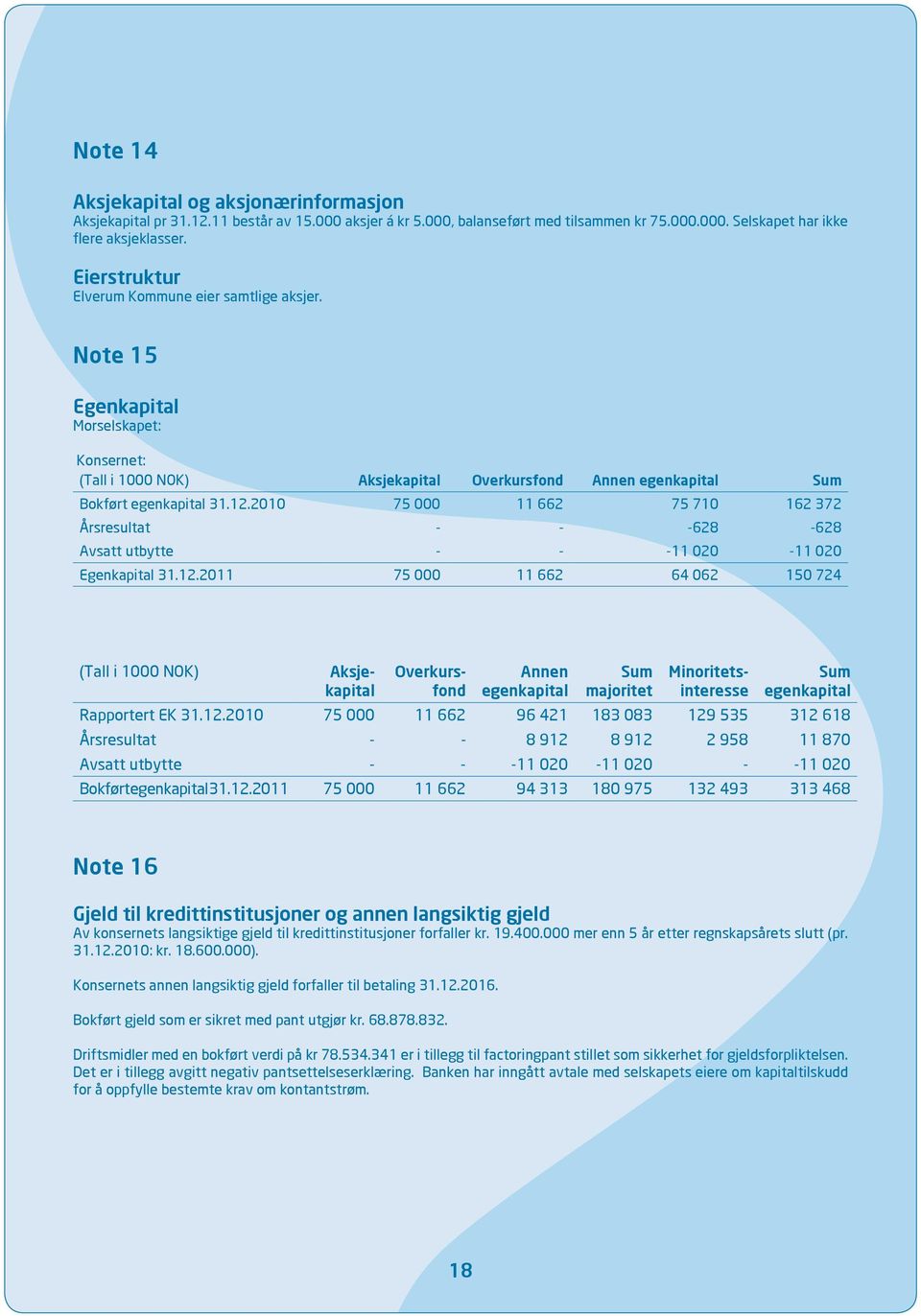 2010 75 000 11 662 75 710 162 372 Årsresultat - - -628-628 Avsatt utbytte - - -11 020-11 020 Egenkapital 31.12.