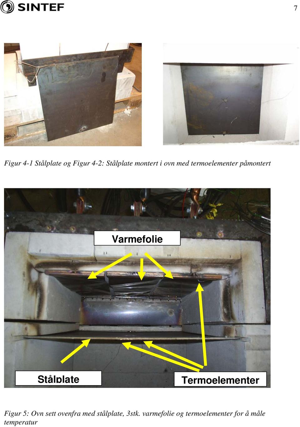 Termoelementer Figur 5: Ovn sett ovenfra med stålplate,