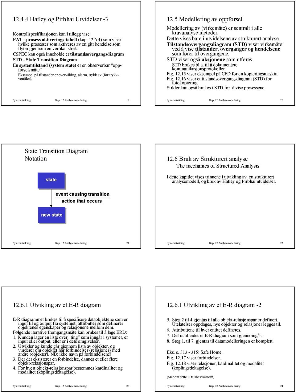 En systemtilstand (system state) er en observerbar oppførselsmåte Eksempel på tilstander er overvåking, alarm, trykk av (for trykkventiler). 12.