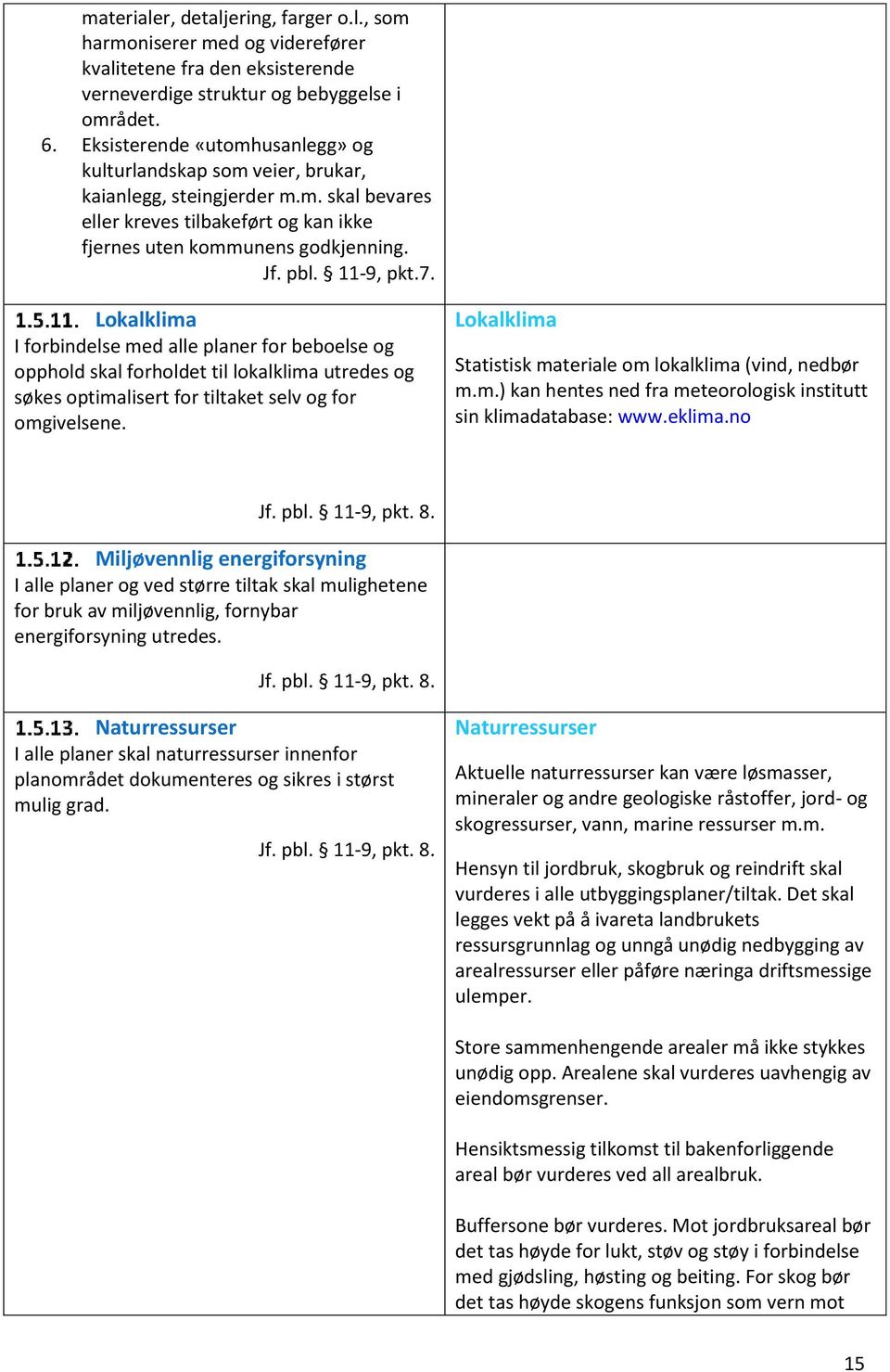 7. Lokalklima I forbindelse med alle planer for beboelse og opphold skal forholdet til lokalklima utredes og søkes optimalisert for tiltaket selv og for omgivelsene.