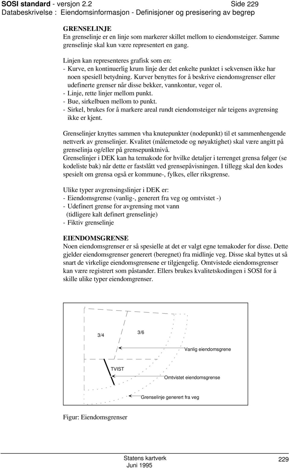 Kurver benyttes for å beskrive eiendomsgrenser eller udefinerte grenser når disse bekker, vannkontur, veger ol. - Linje, rette linjer mellom punkt. - Bue, sirkelbuen mellom to punkt.