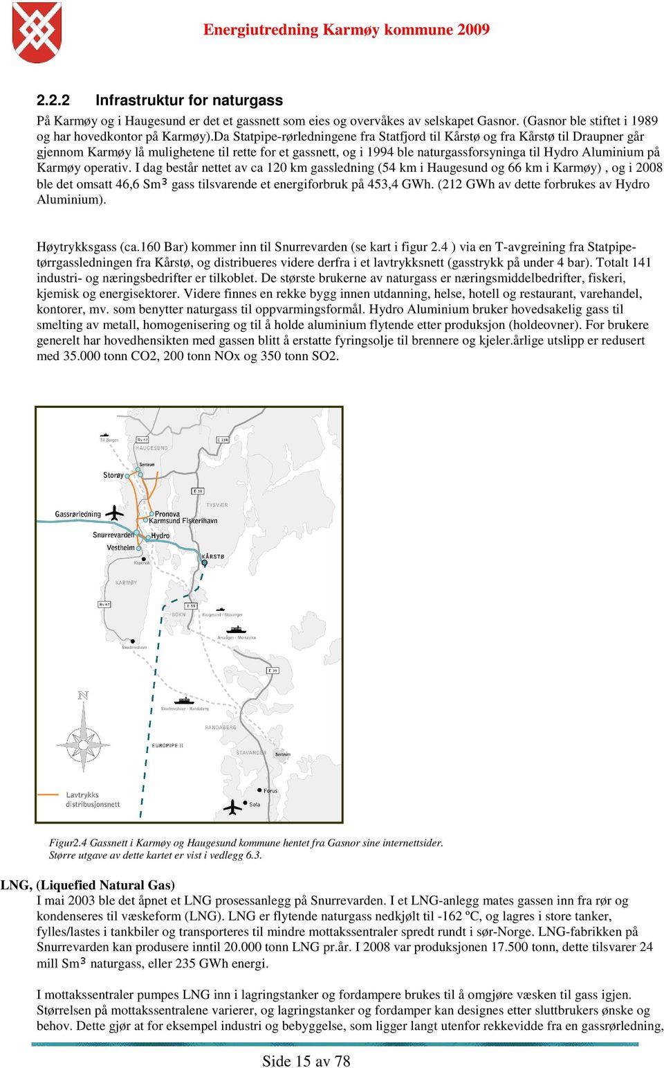 Karmøy operativ. I dag består nettet av ca 120 km gassledning (54 km i Haugesund og 66 km i Karmøy), og i 2008 ble det omsatt 46,6 Sm gass tilsvarende et energiforbruk på 453,4 GWh.