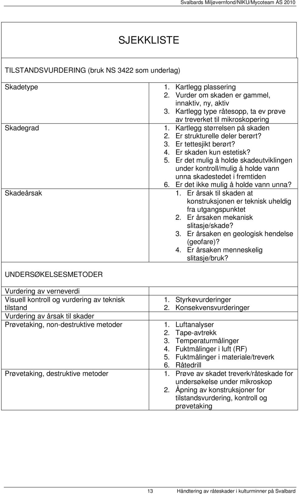 Er det mulig å holde skadeutviklingen under kontroll/mulig å holde vann unna skadestedet i fremtiden 6. Er det ikke mulig å holde vann unna? 1.