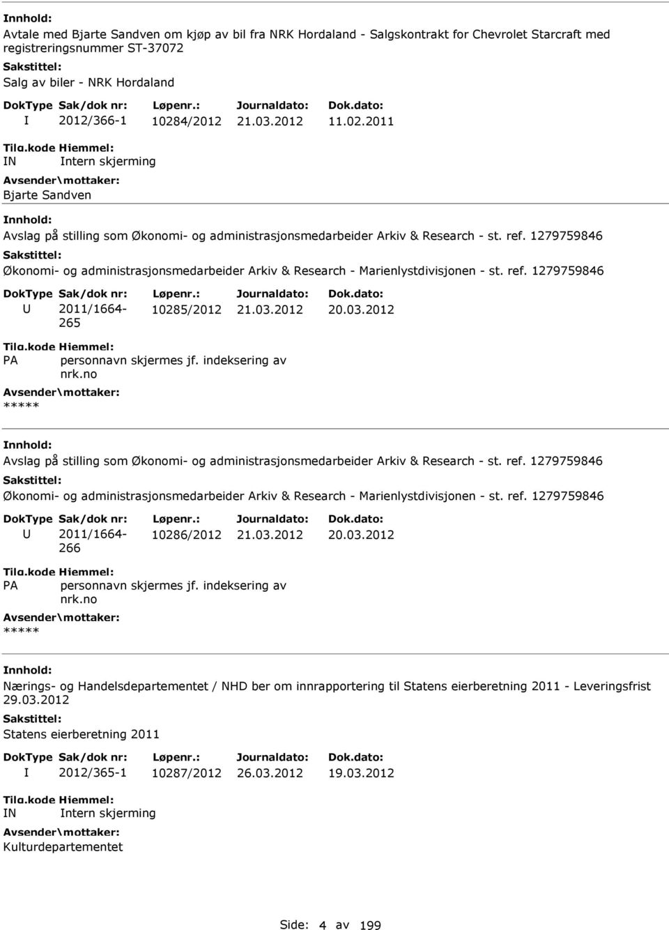 1279759846 Økonomi- og administrasjonsmedarbeider Arkiv & Research - Marienlystdivisjonen - st. ref. 1279759846 Sak/dok nr: 2011/1664-265 Løpenr.: 10285/2012 20.03.