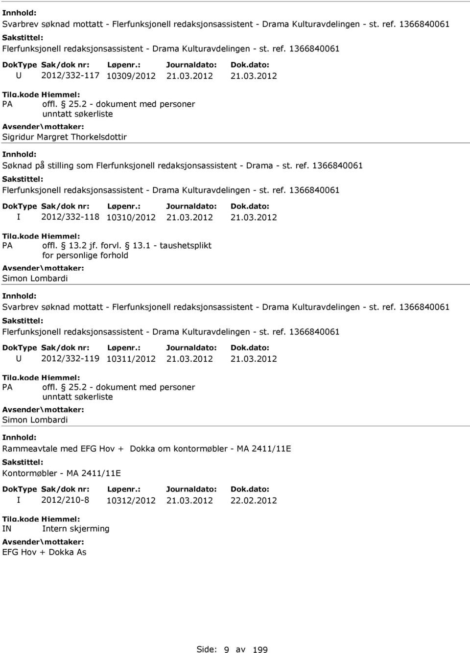 1366840061 2012/332-118 10310/2012 Simon Lombardi Svarbrev søknad mottatt - 2012/332-119 10311/2012 Simon