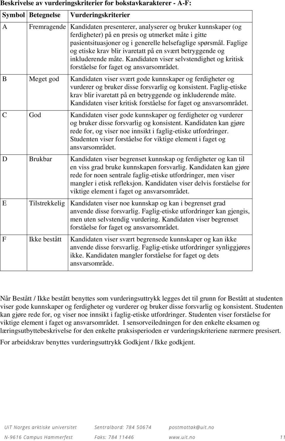 Kandidaten viser selvstendighet og kritisk forståelse for faget og ansvarsområdet.