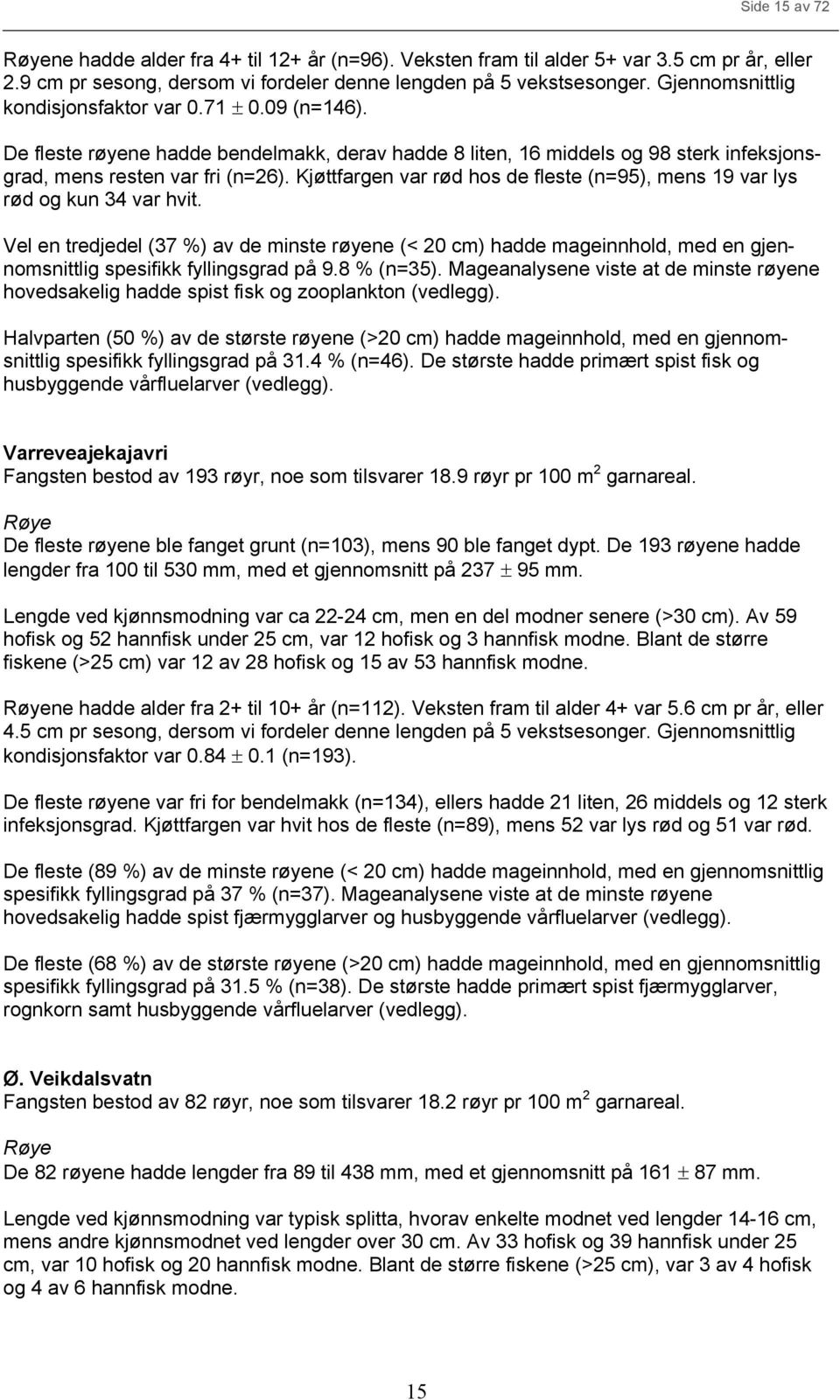 Kjøttfargen var rød hos de fleste (n=95), mens 19 var lys rød og kun 34 var hvit.