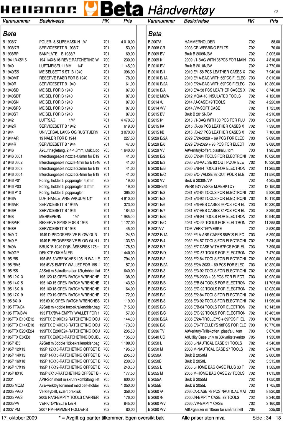 B 1940 701 396,00 B 1940MT RESERVE FJÆR FOR B 1940 701 78,00 B 1940R SERVICESETT B 1940 701 61,00 B 1940SD MEISEL FOR B 1940 701 87,00 B 1940SDT MEISEL FOR B 1940 701 87,00 B 1940SN MEISEL FOR B 1940