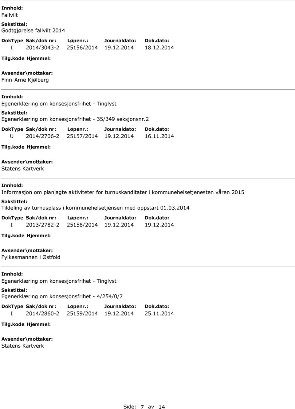 2014 nformasjon om planlagte aktiviteter for turnuskanditater i kommunehelsetjenesten våren 2015 Tildeling av