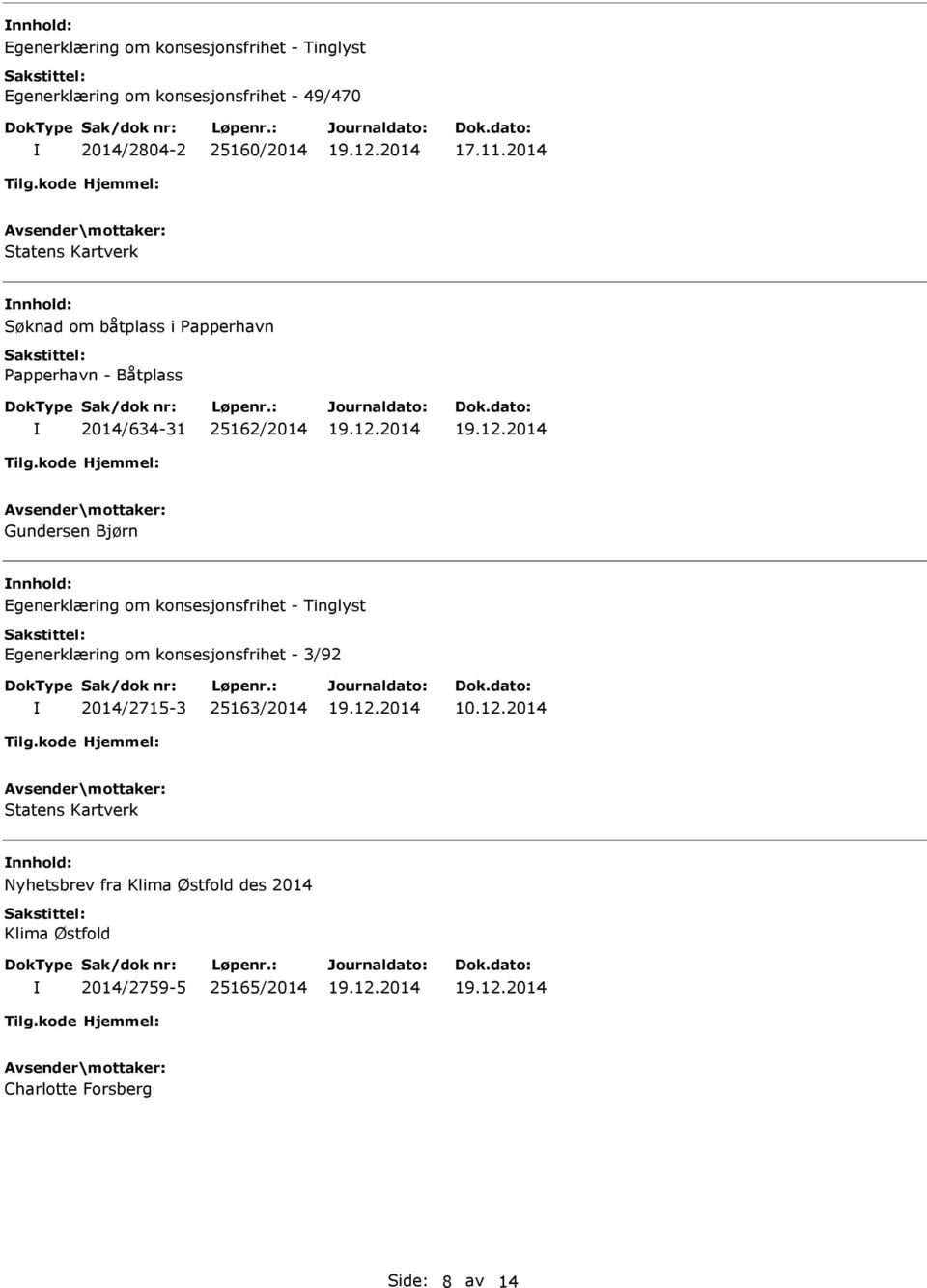 Gundersen Bjørn Egenerklæring om konsesjonsfrihet - 3/92 2014/2715-3 25163/2014 10.12.