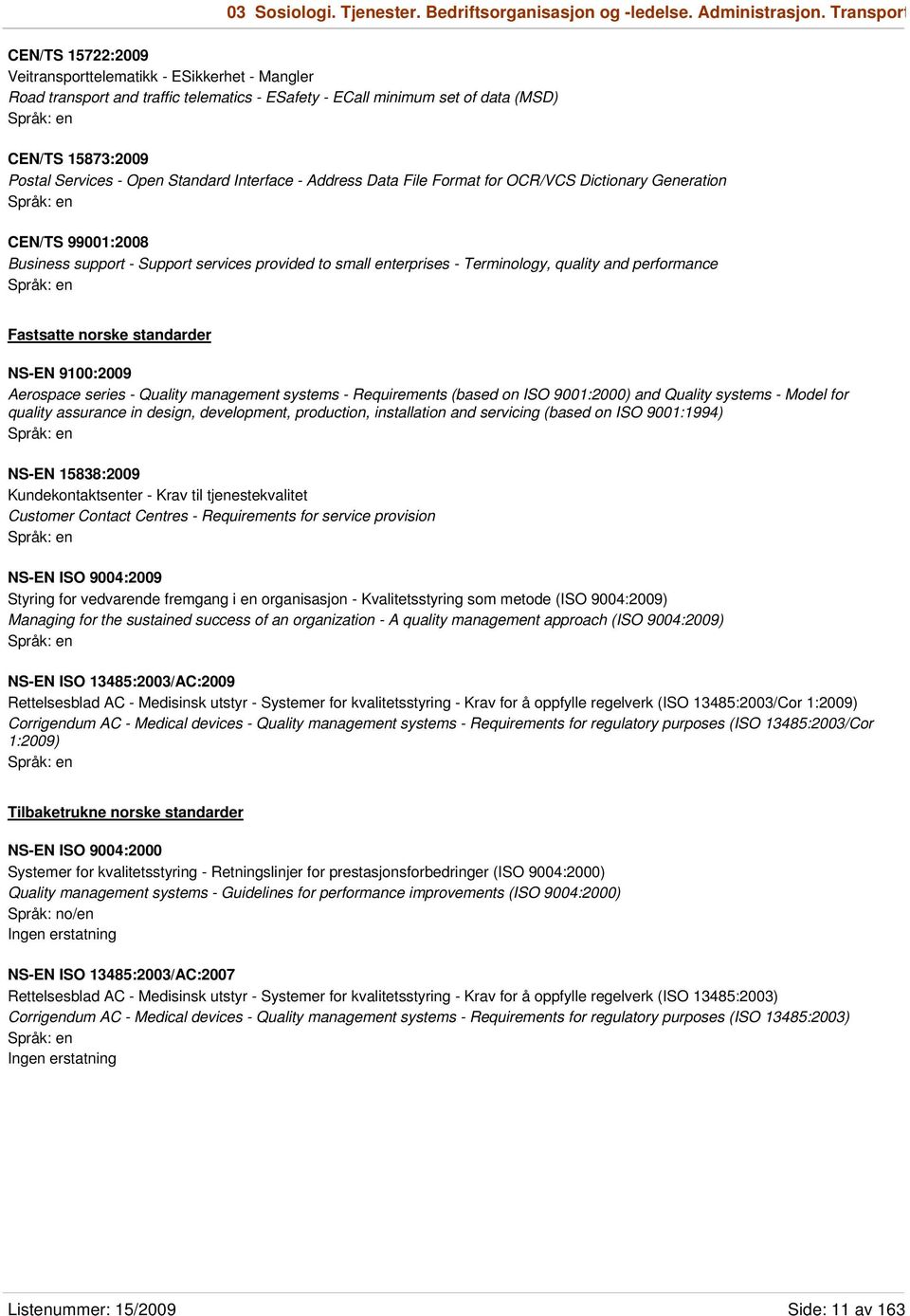 Standard Interface - Address Data File Format for OCR/VCS Dictionary Generation CEN/TS 99001:2008 Business support - Support services provided to small enterprises - Terminology, quality and