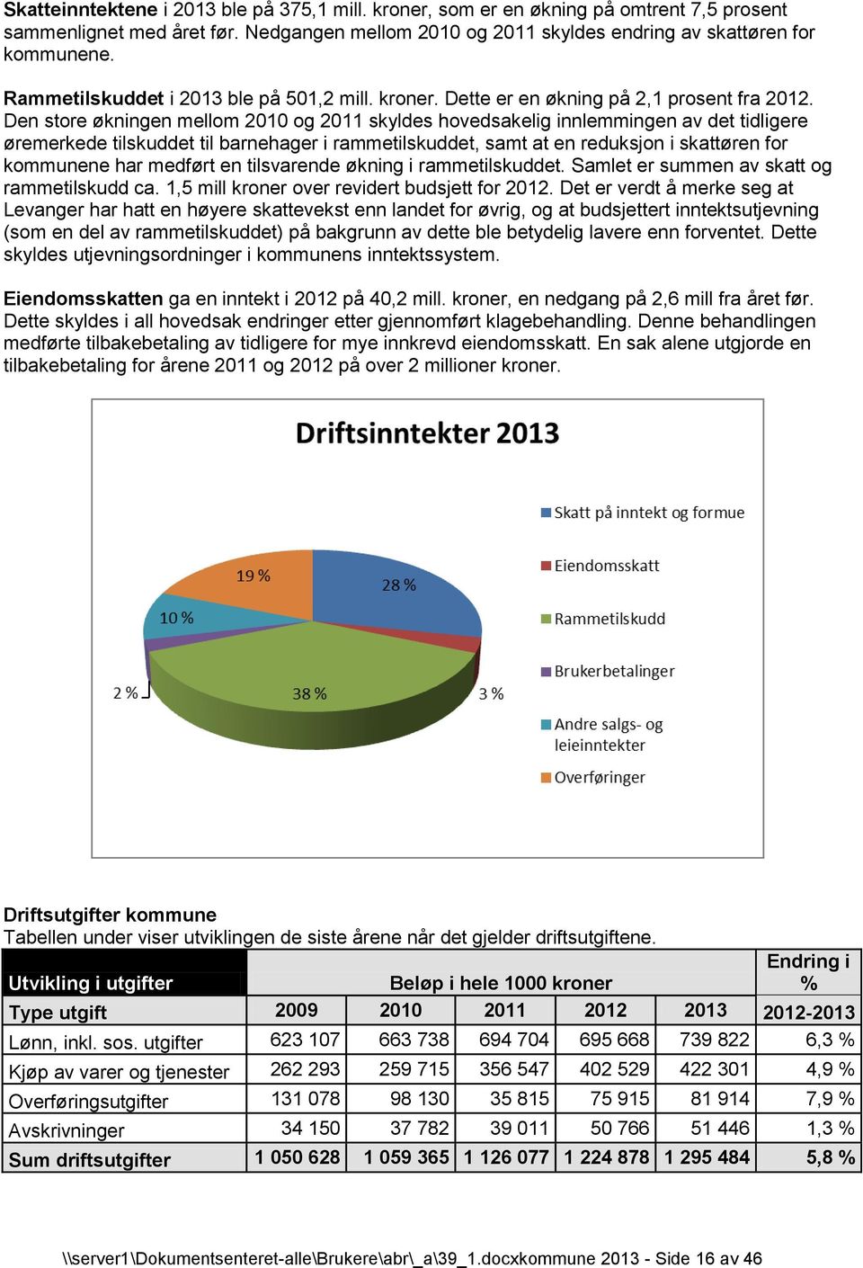 Den store økningen mellom 2010 og 2011 skyldes hovedsakelig innlemmingen av det tidligere øremerkede tilskuddet til barnehager i rammetilskuddet, samt at en reduksjon i skattøren for kommunene har