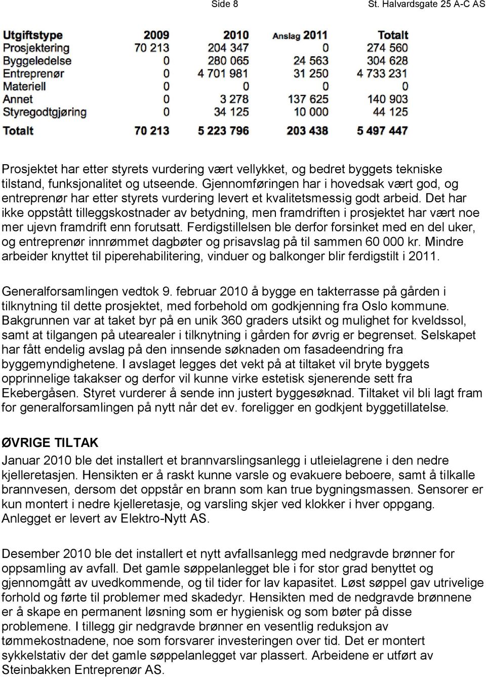 Det har ikke oppstått tilleggskostnader av betydning, men framdriften i prosjektet har vært noe mer ujevn framdrift enn forutsatt.