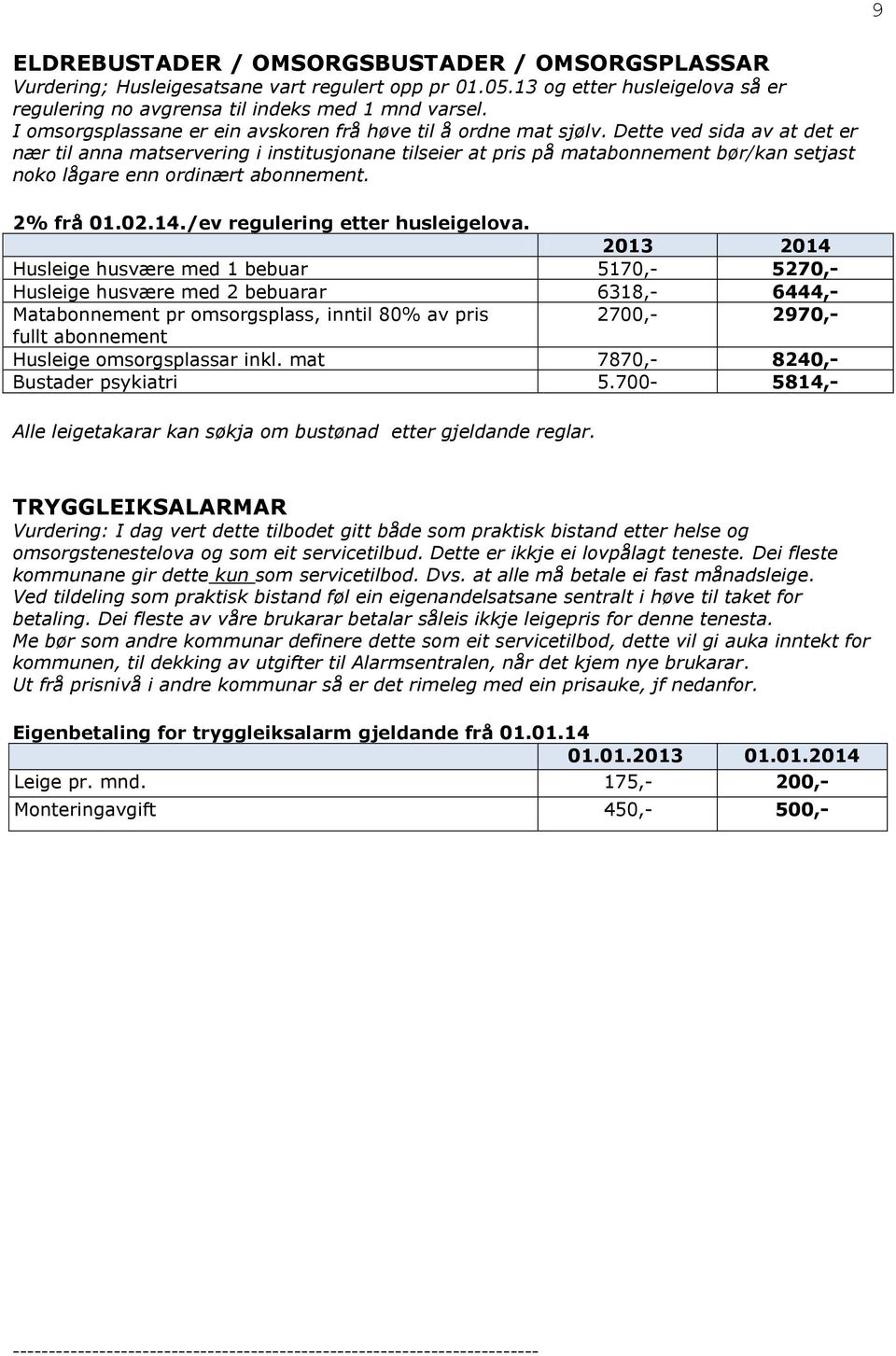 Dette ved sida av at det er nær til anna matservering i institusjonane tilseier at pris på matabonnement bør/kan setjast noko lågare enn ordinært abonnement. 2% frå 01.02.14.