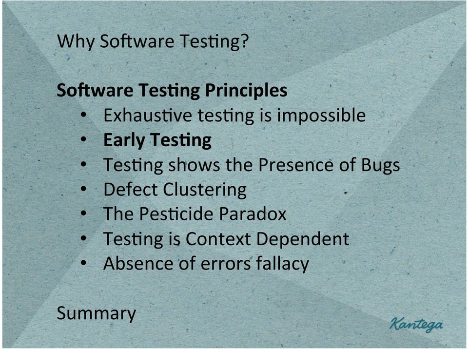 ng shows the Presence of Bugs Defect Clustering The Pes.