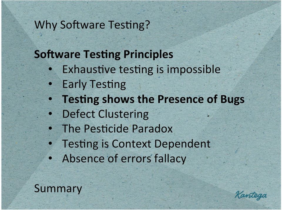 ng shows the Presence of Bugs Defect Clustering The Pes.