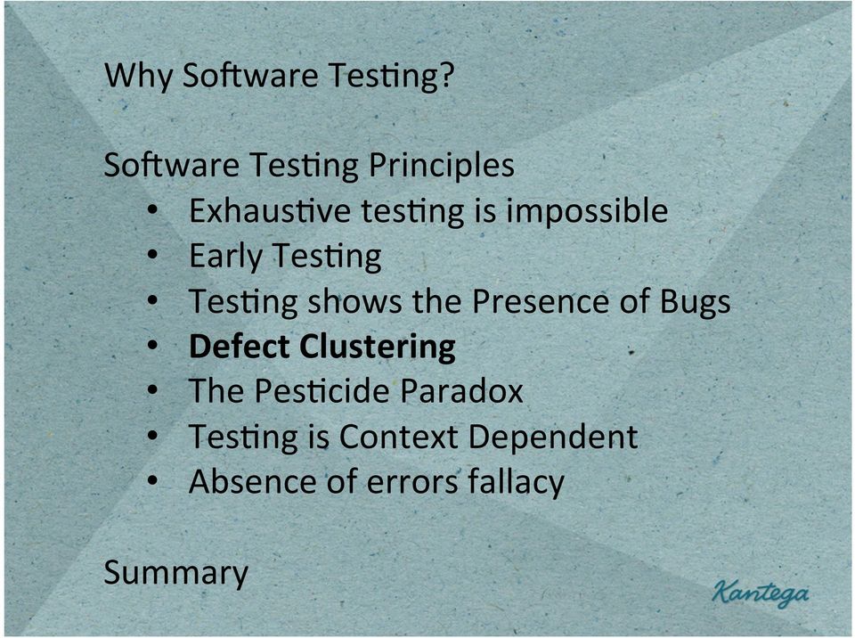 ng shows the Presence of Bugs Defect Clustering The Pes.