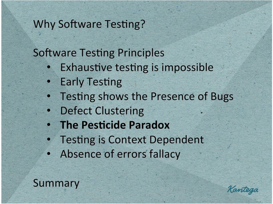 ng shows the Presence of Bugs Defect Clustering The Pes.