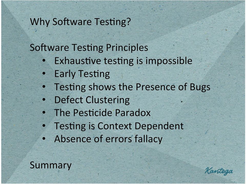 ng shows the Presence of Bugs Defect Clustering The Pes.