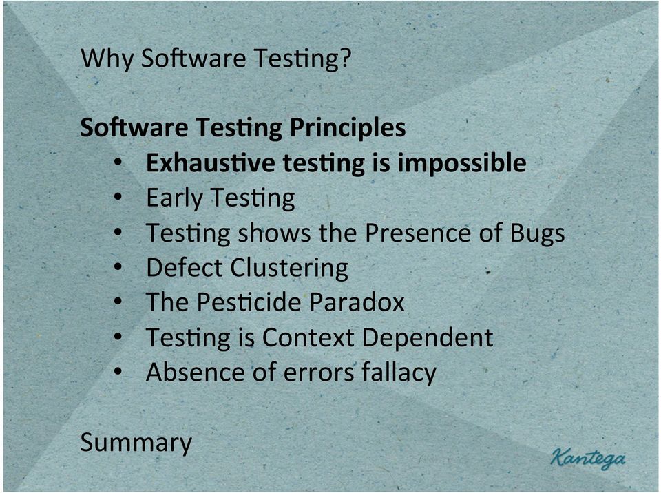 ng shows the Presence of Bugs Defect Clustering The Pes.