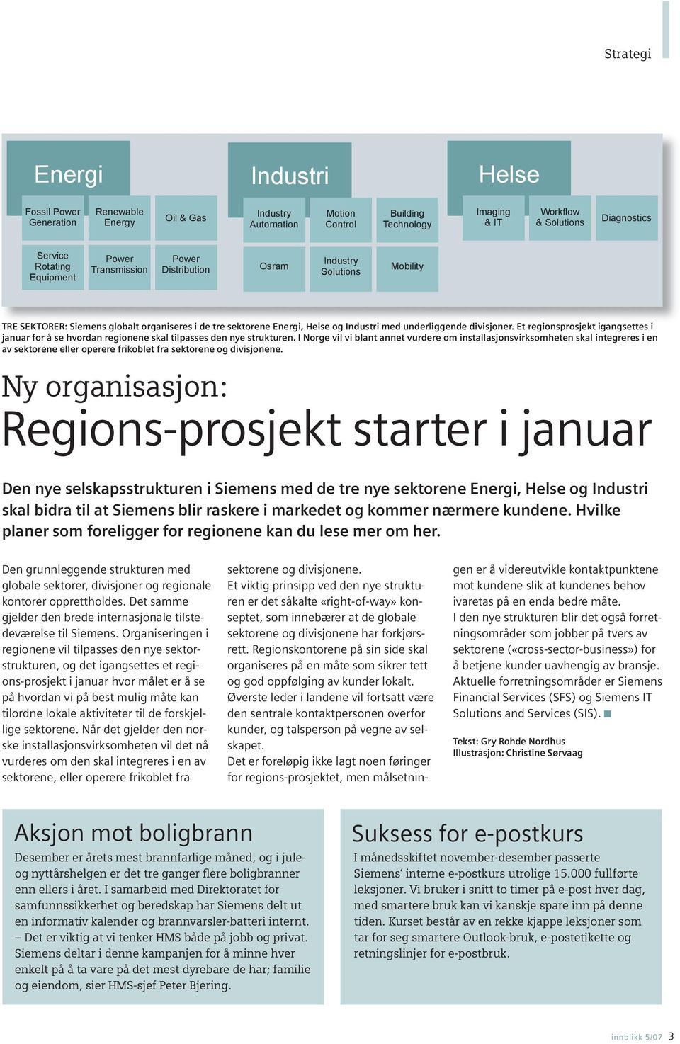 divisjoner. Et regionsprosjekt igangsettes i januar for å se hvordan regionene skal tilpasses den nye strukturen.