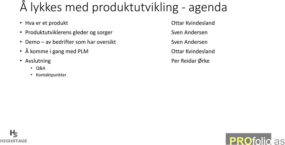 oversikt Å komme i gang med PLM Avslutning Q&A Kontaktpunkter