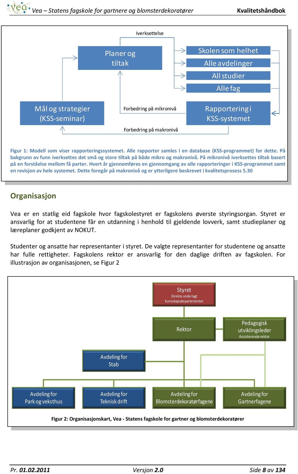 På mikronivå iverksettes tiltak basert på en forståelse mellom få parter. Hvert år gjennomføres en gjennomgang av alle rapporteringer i KSS-programmet samt en revisjon av hele systemet.