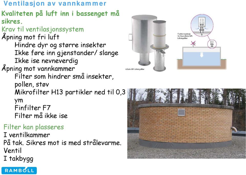 slange Ikke ise nevneverdig Åpning mot vannkammer Filter som hindrer små insekter, pollen, støv Mikrofilter