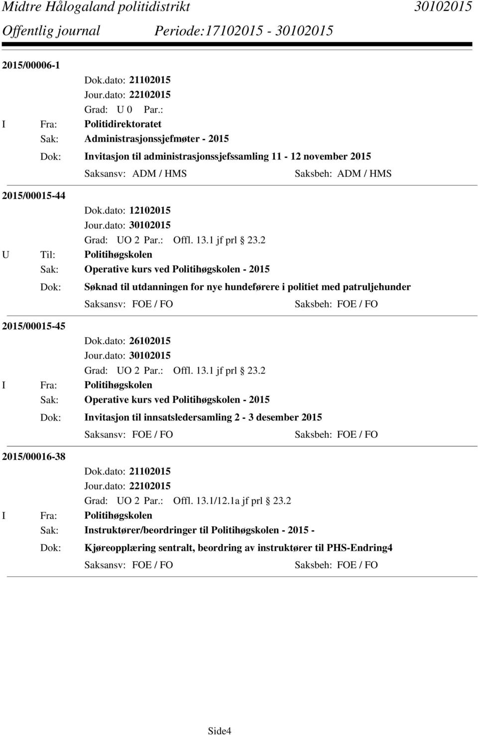 dato: 12102015 Grad: UO 2 Par.: Offl. 13.1 jf prl 23.