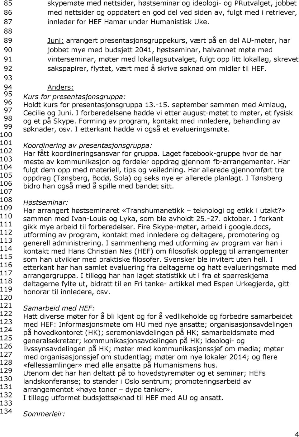 Juni: arrangert presentasjonsgruppekurs, vært på en del AU-møter, har jobbet mye med budsjett 2041, høstseminar, halvannet møte med vinterseminar, møter med lokallagsutvalget, fulgt opp litt