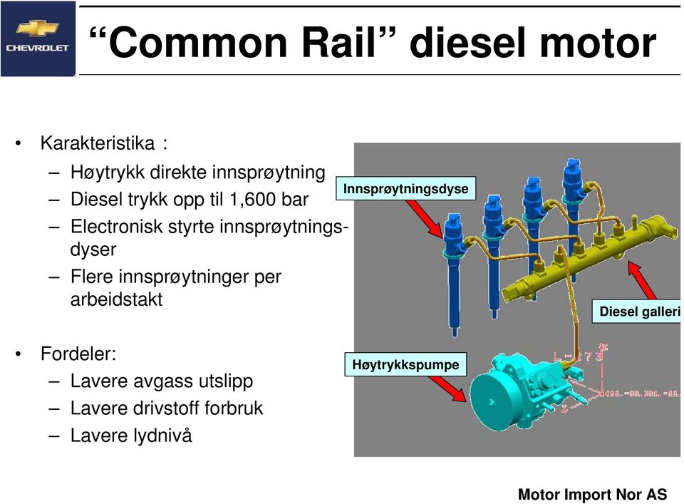 innsprøytninger per arbeidstakt Innsprøytningsdyse Diesel galleri Fordeler: