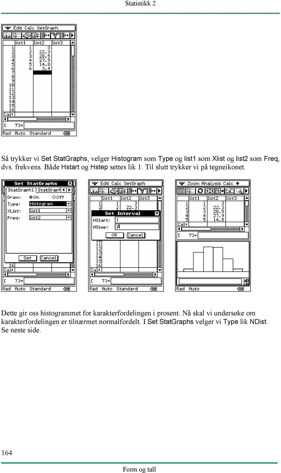 Dette gir oss histogrammet for karakterfordelingen i prosent.