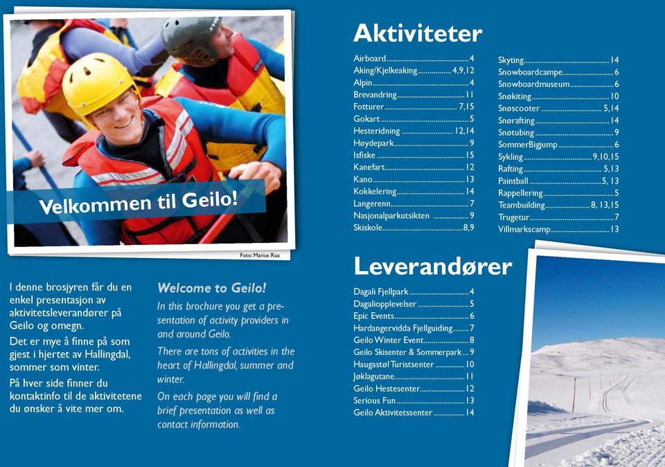 ..9 SommerBigjump...6 Sykling...9,10,15 Rafting... 5,13 Paintball...5, 13 Rappellering...5 Teambuilding... 8, 13,15 Trugetur...7 Villmarkscamp.