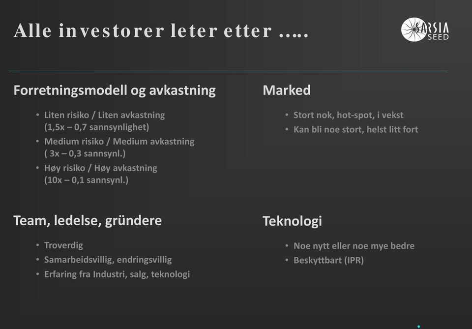 avkastning ( 3x 0,3 sannsynl.) Høy risiko / Høy avkastning (10x 0,1 sannsynl.