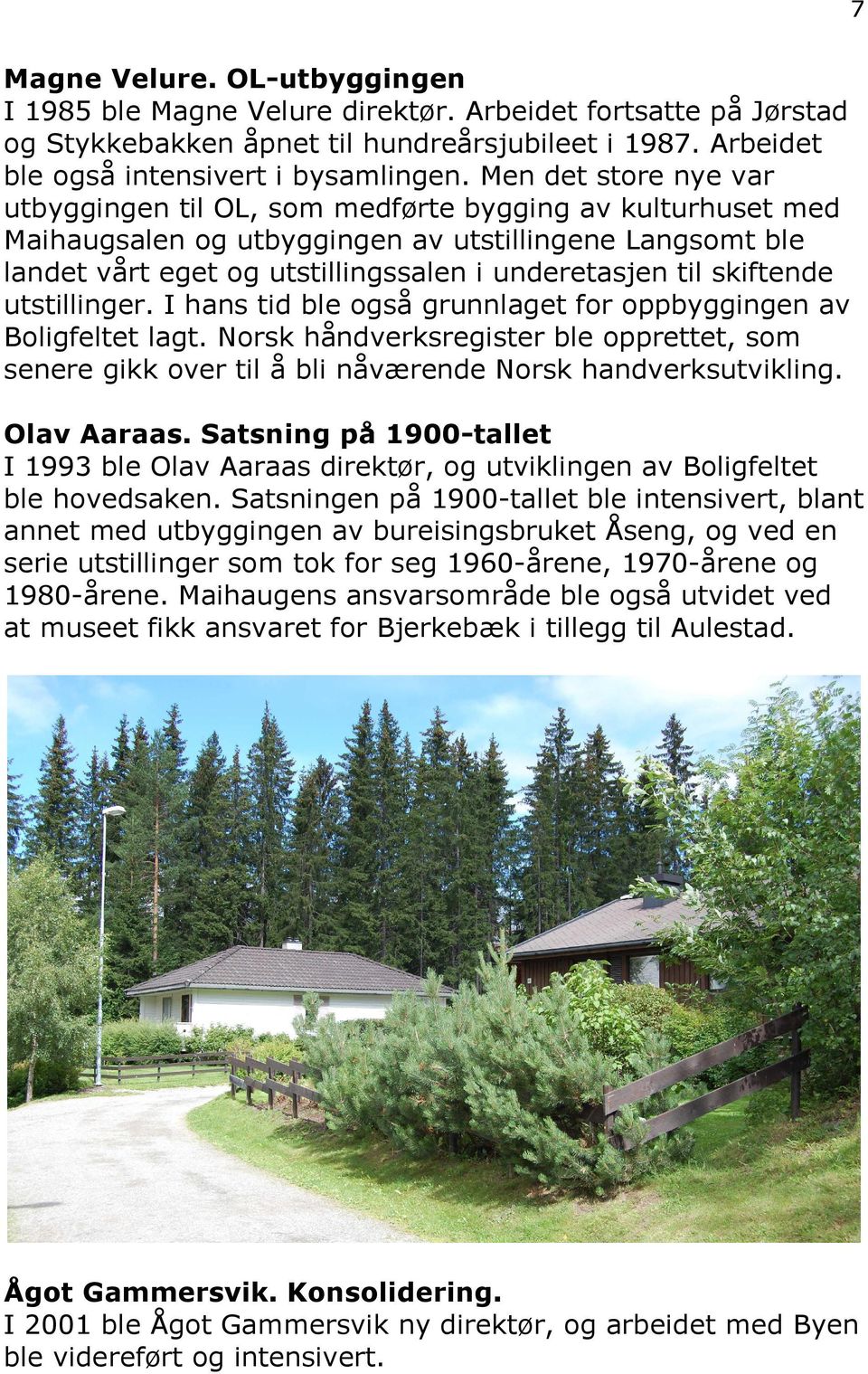 skiftende utstillinger. I hans tid ble også grunnlaget for oppbyggingen av Boligfeltet lagt. Norsk håndverksregister ble opprettet, som senere gikk over til å bli nåværende Norsk handverksutvikling.